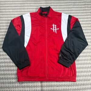 Houston Rockets Starter Red The Contender Tricot Full-Zip Track Jacket Sz L Mens